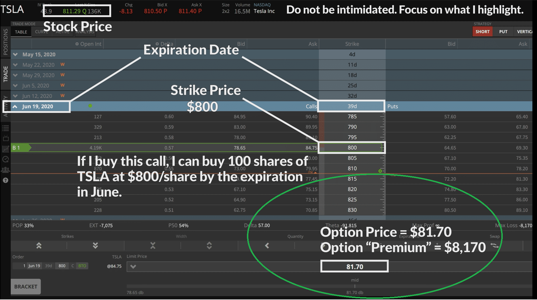 Call Option Example TSLA