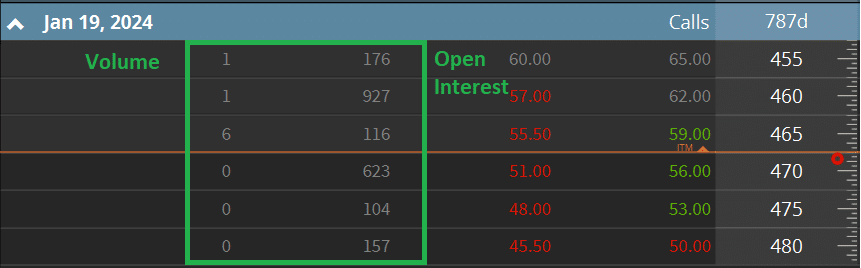 PY Call Long Term Volume and Open Interest