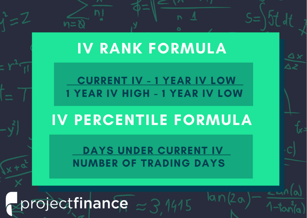 IV rank vs IV percentile formulas