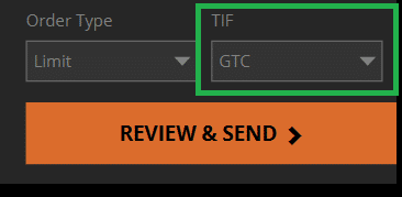 GTC order tastyworks