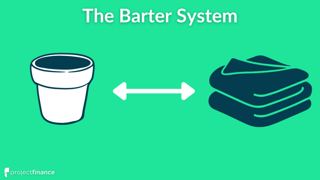 In a barter system, people trade goods for other goods. There is no medium of exchange to facilitate trade.