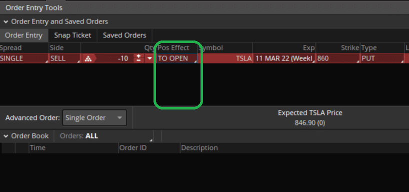 tsla sell to open put