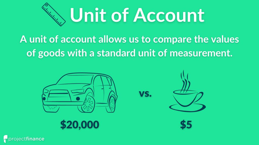 A unit of account allows us to compare the values of goods with a standard unit of measurement.
